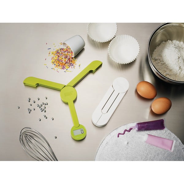 Žalios spalvos sulankstomos skaitmeninės virtuvės svarstyklės Joseph Joseph TriScale-image-1