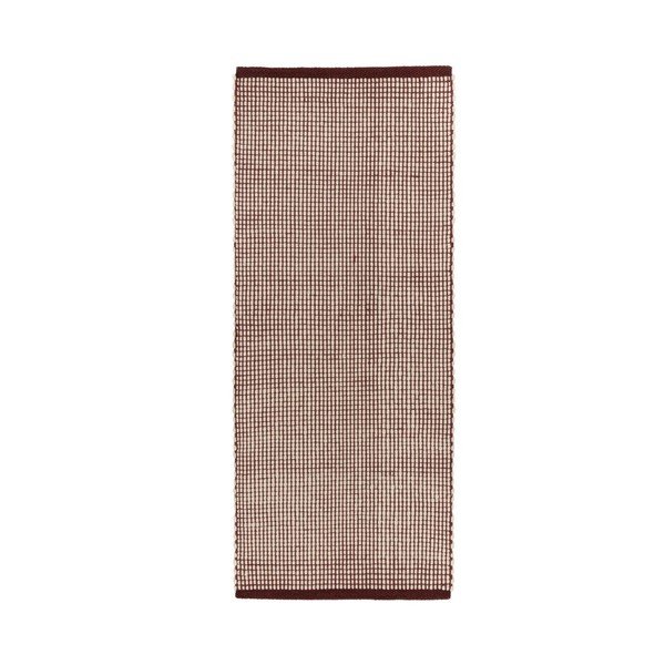 Rankų darbo bordo spalvos/natūralios spalvos iš vilnos kilimas 80x170 cm Talo – noo.ma