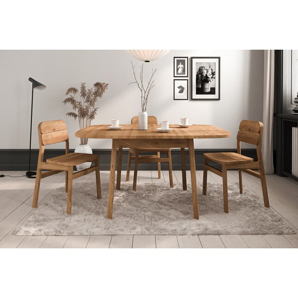 Prailginamas valgomojo stalas iš ąžuolo masyvo natūralios spalvos 100x160 cm Twig – The Beds-image-4