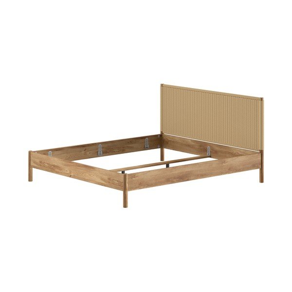 Natūralios spalvos iš ąžuolo masyvo dvigulė lova be grotelių 180x200 cm Olive Rope – Vipack-image-2