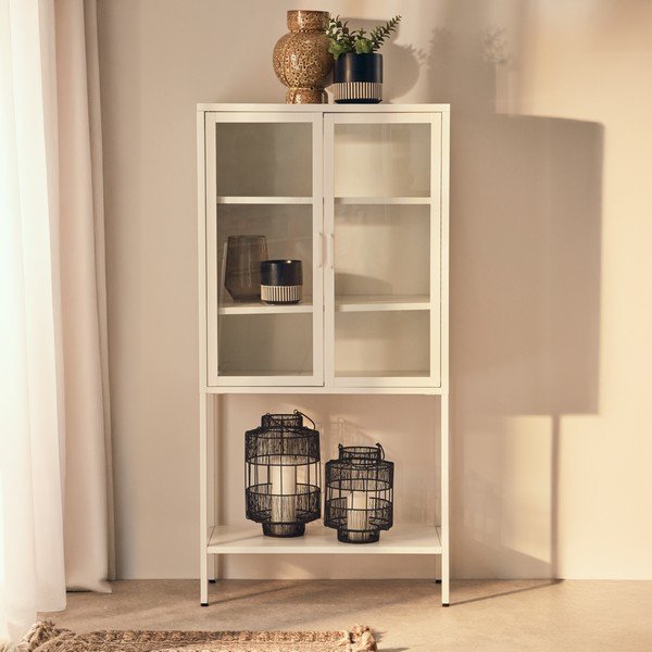 Baltos spalvos iš plieno vitrina 75x150x35 cm Acier – Premier Housewares-image-2