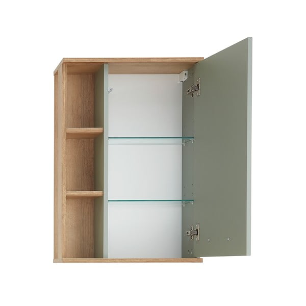 Žalioji pakabinama ąžuolinė vonios kambario spintelė 51x75 cm Set 963 - Pelipal-image-2