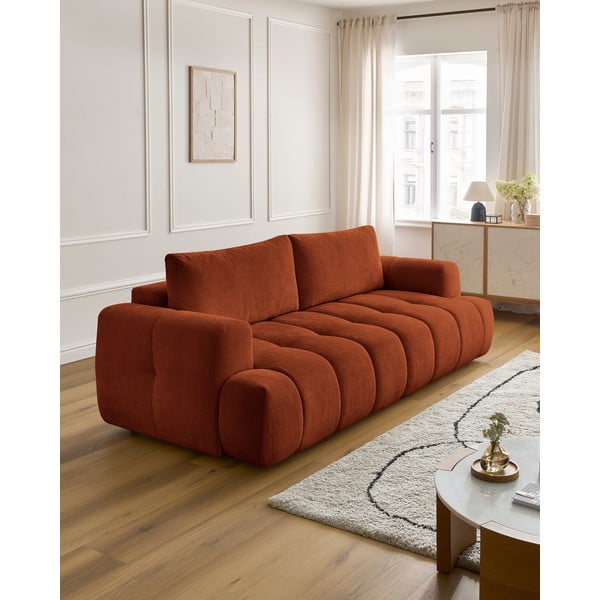 Raudonos plytų spalvos sulankstoma/su sandėliavimo vieta sofa 251 cm Fuji – Bobochic Paris-image-1