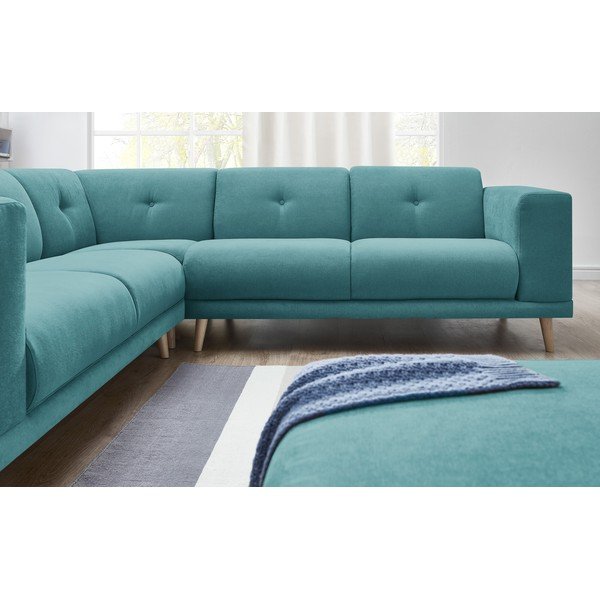 Turkio spalvos kampinė sofa su otomanu Bobochic Paris Luna-image-1
