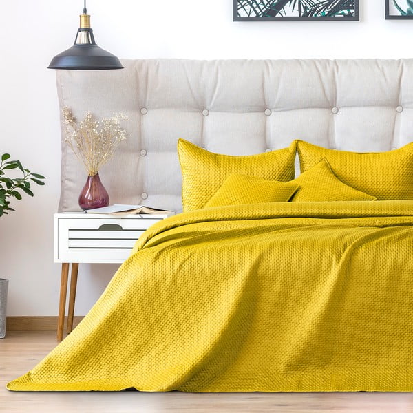 Geltonos spalvos užvalkalas dvigulei lovai "DecoKing Carmen", 240 x 220 cm