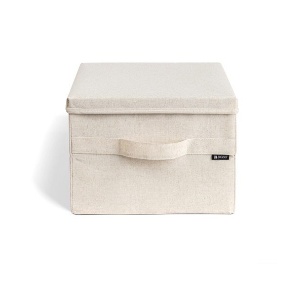 Smėlio spalvos iš tekstilės daiktadėžė su dangčiu 31x41x22 cm Soft Storage Medium – Bigso