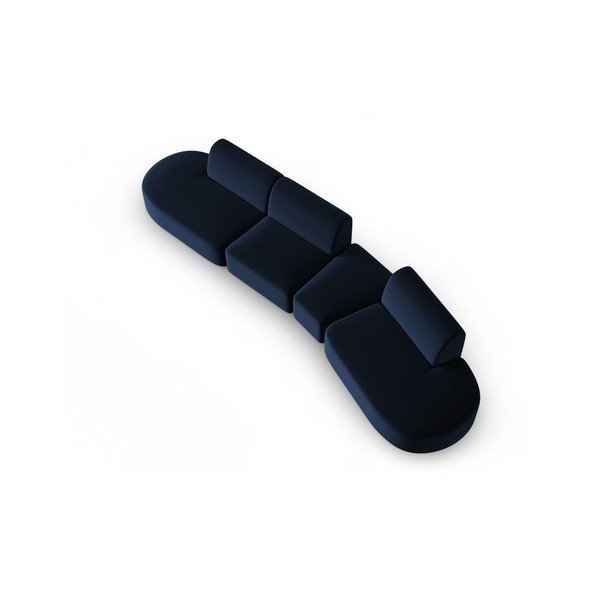 Mėlynos spalvos iš velveto sofa su dešiniuoju kampu 428 cm Paolo – Milo Casa-image-1