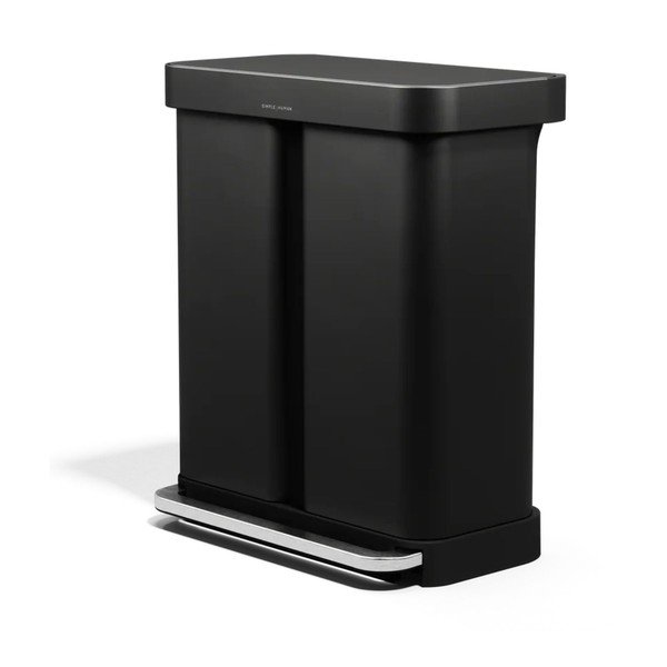 Matinės juodos spalvos iš plieno šiukšliadėžė 34+24 l rūšiavimui/su pedalu – simplehuman-image-3