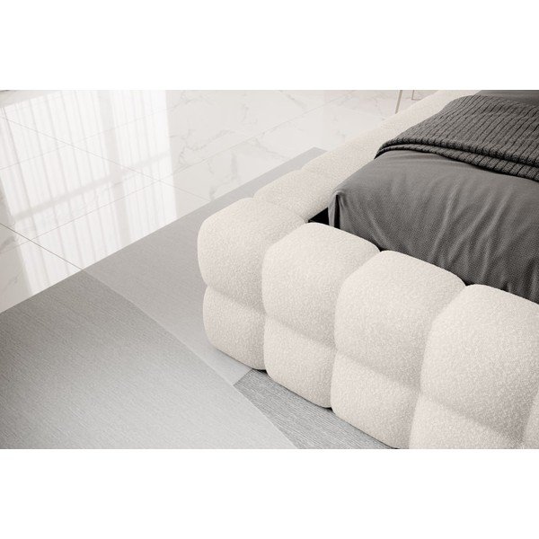 Baltos spalvos dvigulė lova dengta audiniu su sandėliavimo vieta su lovos grotelėmis 160x200 cm Dizzle – ELTAP-image-4