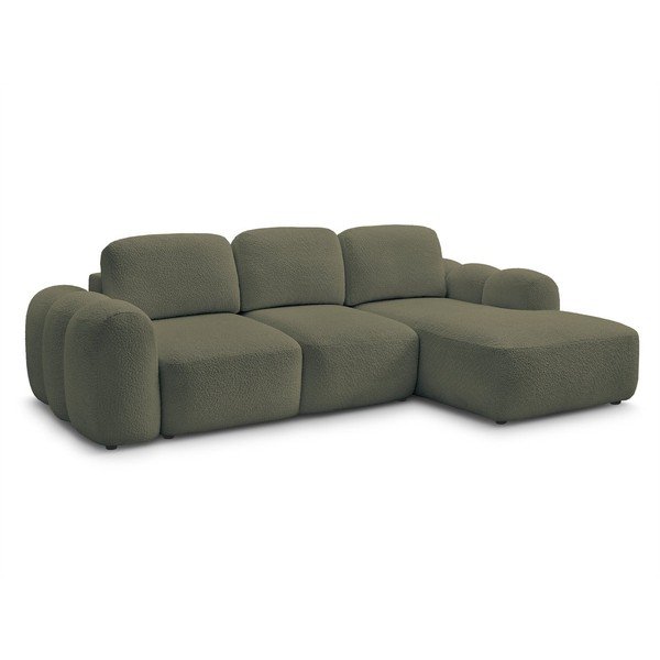 Žalios spalvos sulankstoma/su sandėliavimo vieta kampinė sofa iš boucle (su dešiniuoju kampu/su gultu) Montaigne – Bobochic Paris-image-2