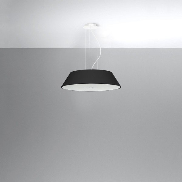 Juodas pakabinamas šviestuvas su stikliniu gaubtu ø 60 cm Hektor - Sollux-image-1