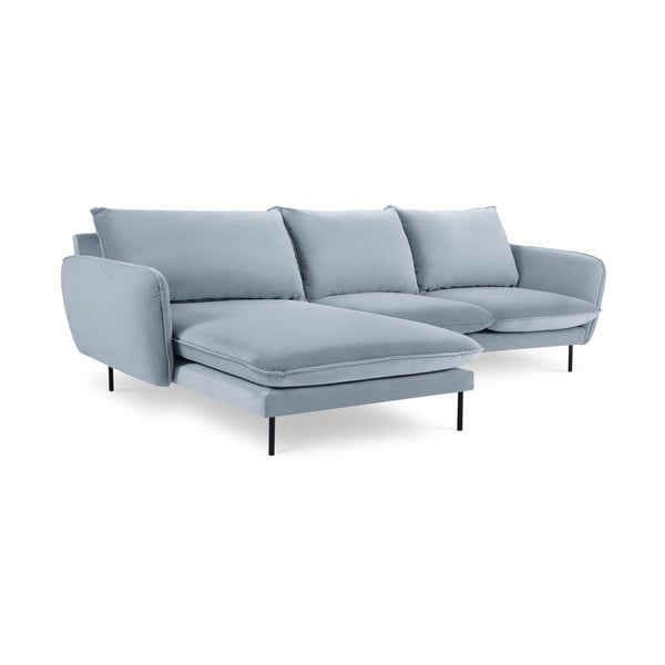 Šviesiai mėlyna aksominė kampinė sofa (kairysis kampas) Vienna - Cosmopolitan Design