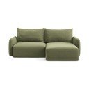 Žalios spalvos sulankstoma/su sandėliavimo vieta kampinė sofa iš velveto (su dešiniuoju kampu/su gultu) Kalena – Makamii