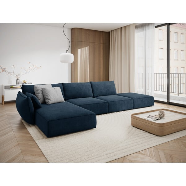 Tamsiai mėlyna kampinė sofa (kairysis kampas) Vanda - Mazzini Sofas-image-1