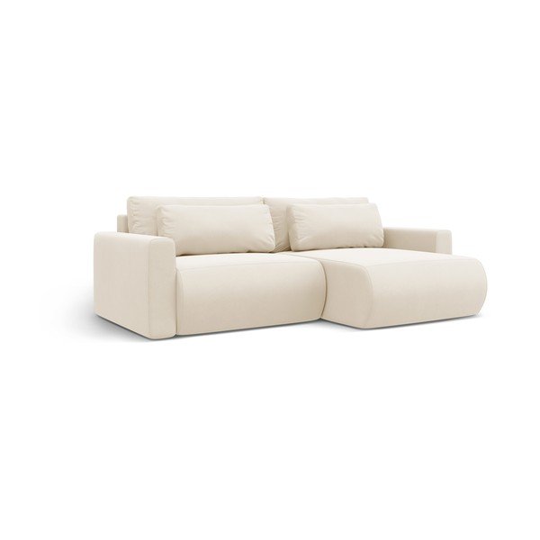 Smėlio spalvos iš velveto sulankstoma/su sandėliavimo vieta kampinė sofa Belfast – Cosmopolitan Design-image-2