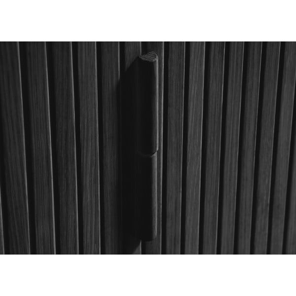 Spintelė juodos spalvos iš ąžuolo su stumdomomis durimis 113x90 cm Cavo – Unique Furniture-image-1