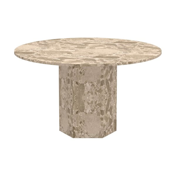 Iš marmuro apvalios formos valgomojo stalas šviesiai rudos spalvos ø 130 cm Naxos – Actona