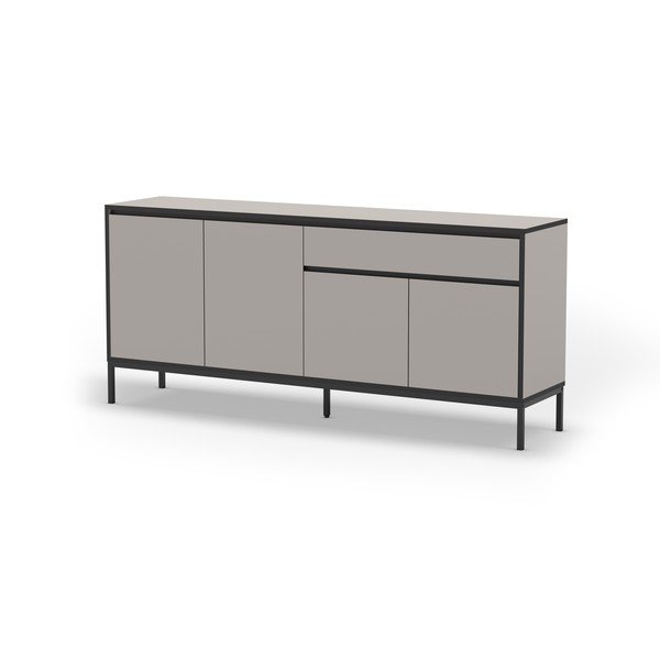 Žema šoninė spintelė pilkos spalvos/smėlio spalvos 180x80 cm Lorenza – Marckeric-image-2