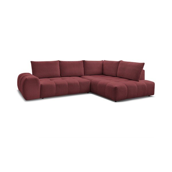 Bordo spalvos iš šenilinio audinio sulankstoma/su sandėliavimo vieta kampinė sofa (su dešiniuoju kampu/„L“ formos) Everest – Bobochic Paris-image-3
