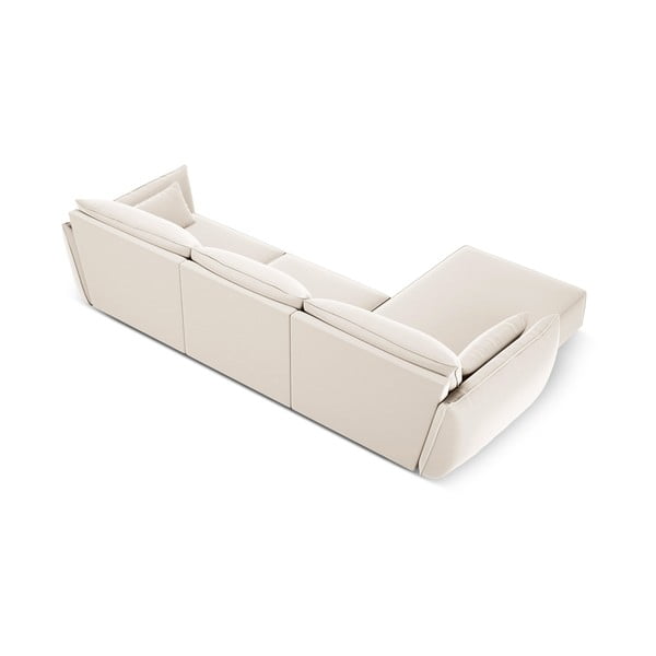 Smėlio spalvos iš velveto kampinė sofa (su kairiuoju kampu/su gultu) Vanda – Mazzini Sofas-image-3