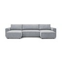 Sulankstoma kampinė sofa šviesiai pilkos spalvos iš kordinio velveto („U“ formos) Nihad – Bobochic Paris