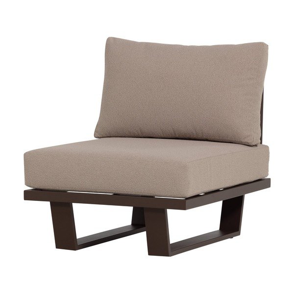 Rudos spalvos metalinis/paminkštinto audinio sodo krėslas Bear – WOOOD