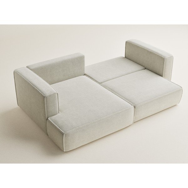 Kreminės spalvos sulankstoma/su sandėliavimo vieta kampinė sofa iš šenilinio audinio (su kairiuoju kampu/su gultu) Velto – Maison de Rêve-image-3