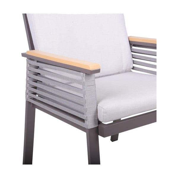 Šviesiai pilkos spalvos metalinis sodo krėslas Denia – Garden Pleasure-image-2