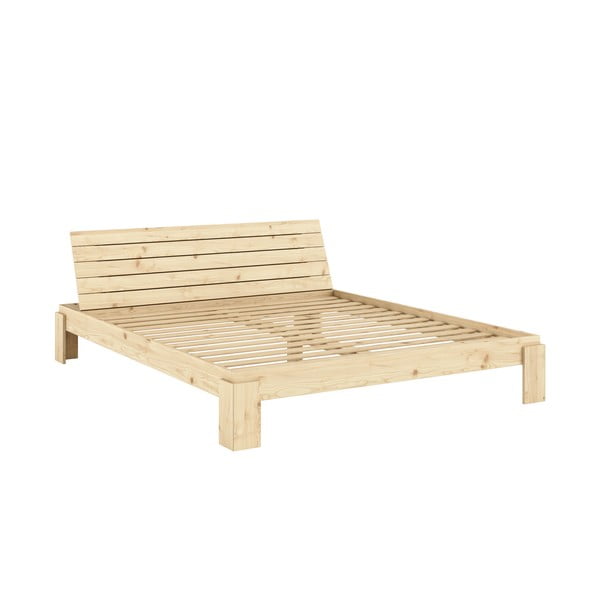 Iš pušies masyvo dvigulė lova natūralios spalvos su lovos grotelėmis 180x200 cm Layers – Karup Design