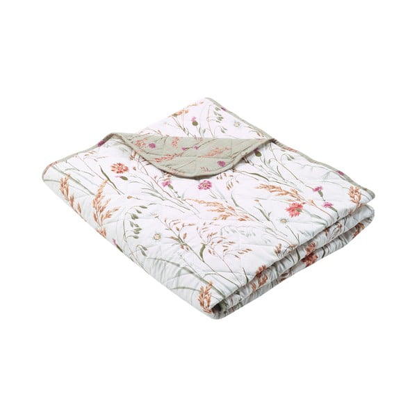 Žalios spalvos/smėlio spalvos iš medvilnės dygsniuota lovatiesė 200x220 cm Grasmere Floral – Catherine Lansfield