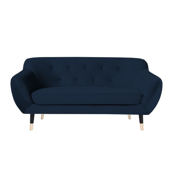 Tamsiai mėlyna sofa su juodomis kojomis Mazzini Sofos Amelie, 158 cm