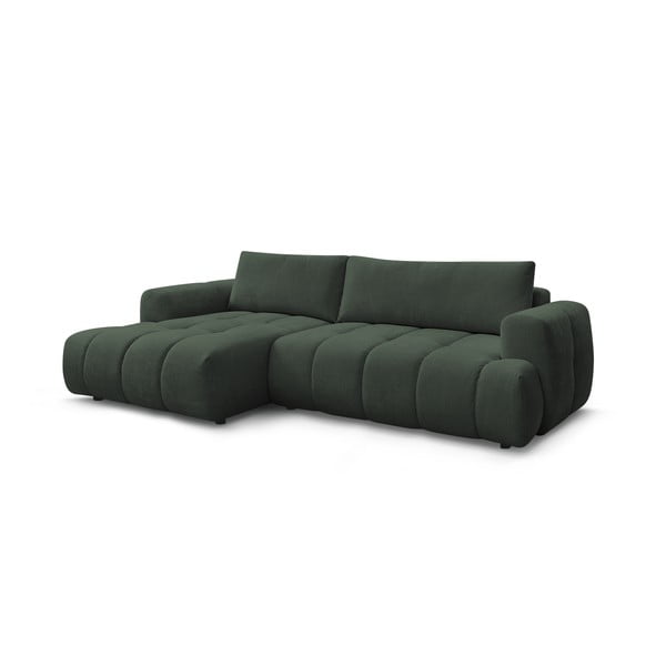 Žalios spalvos sulankstoma/su sandėliavimo vieta kampinė sofa (su kairiuoju kampu/su gultu) Fuji – Bobochic Paris-image-3