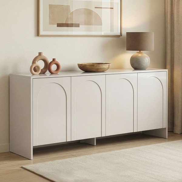 Kreminės spalvos šoninė spintelė 180x80x45 cm Arlen  – Kalune Design-image-2
