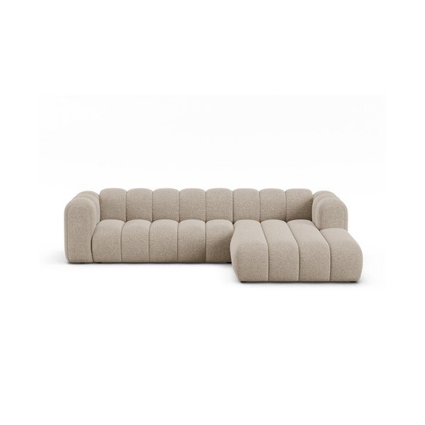 Smėlio spalvos kampinė sofa iš šenilinio audinio (su dešiniuoju kampu/su gultu) Lupine – Micadoni 