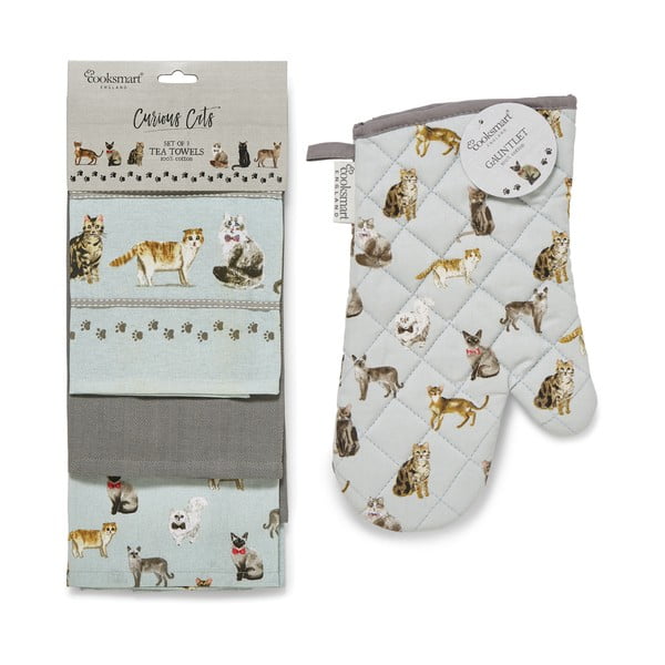Rankšluostėlių ir puodų laikiklio rinkinys 4 vnt. Curious Cats – Cooksmart ®
