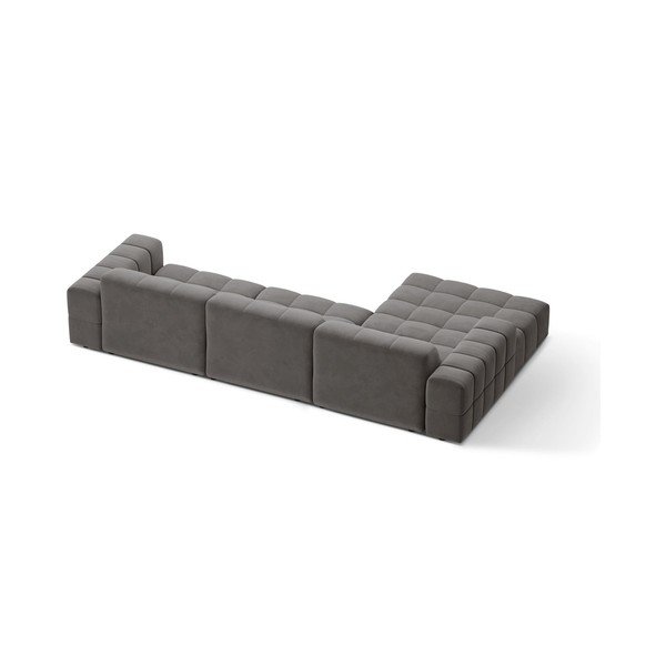 Pilkos spalvos kampinė sofa iš velveto (su kairiuoju kampu/su gultu) Chicago – Cosmopolitan Design-image-2