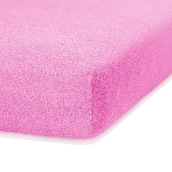 AmeliaHome Rubino rožinės spalvos elastinga paklodė su dideliu medvilnės kiekiu, 140/160 x 200 cm