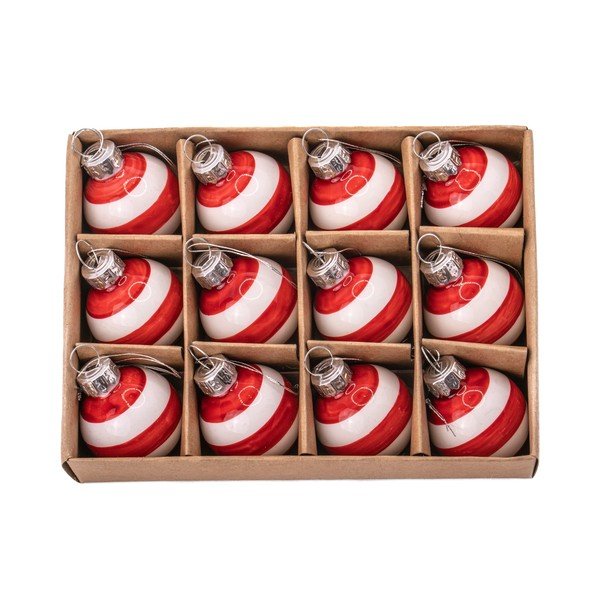 Iš stiklo rankų darbo Kalėdiniai žaisliukai rinkinyje 12 vnt. ø 3 cm Bauble Stripe – Sass & Belle-image-1