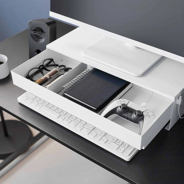 Baltos spalvos iš metalo stovas monitoriui Tower – YAMAZAKI-image-4