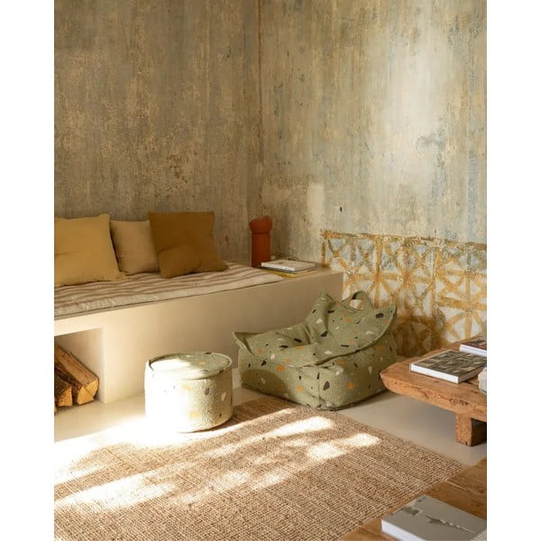 Žalios spalvos iš boucle/iš šenilinio audinio vaikiškas sėdmaišis Terrazzo Chair – Wigiwama-image-4
