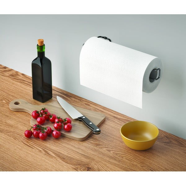 Černý nástěnný držák na kuchyňské utěrky Metaltex-image-2