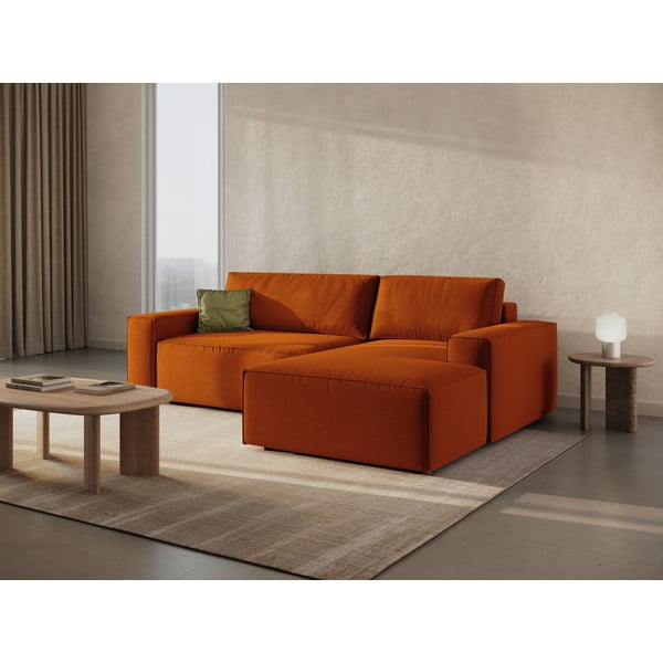 Sulankstoma kampinė sofa raudonos plytų spalvos (su dešiniuoju kampu) Jodie – Micadoni Home-image-1