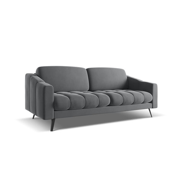 Pilkos spalvos iš velveto sofa 202 cm Nalu – Makamii-image-2