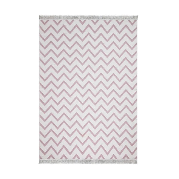 Baltos ir rožinės spalvos medvilninis kilimas Oyo home Duo, 120 x 180 cm
