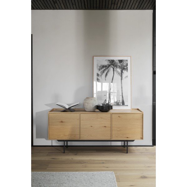 Žema natūralios spalvos ąžuolo komoda 160x74 cm Brewerton - Rowico-image-4