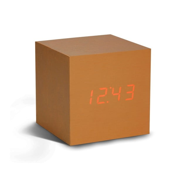 Oranžinis žadintuvas su raudonu LED ekranu Gingko Cube Click Clock