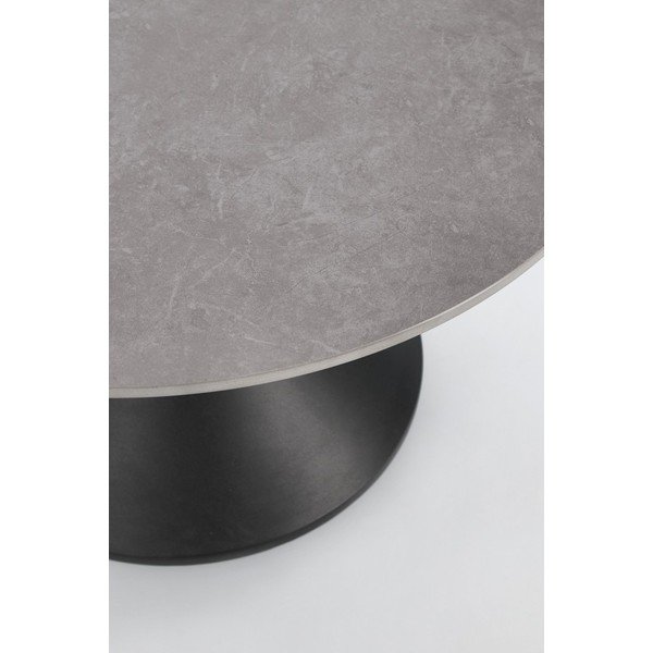 Juodos spalvos apvalios formos kavos staliukas su marmuro dekoro stalviršiu ø 70 cm Joona – Bizzotto-image-2