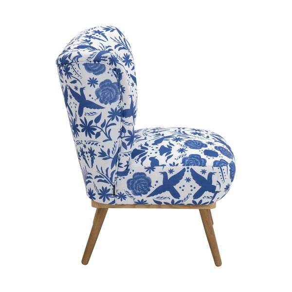 Mėlynos ir baltos spalvos krėslas puoštas gėlėmis Max Winzer Jack-image-4