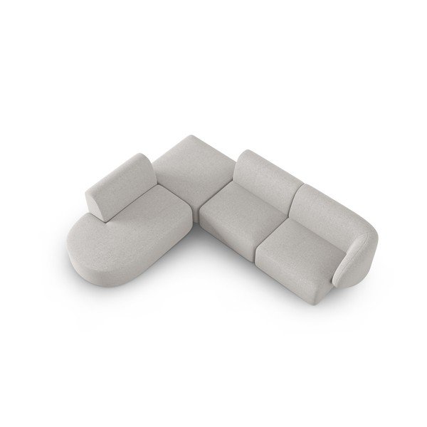 Šviesiai pilkos spalvos iš šenilinio audinio kampinė sofa (su kairiuoju kampu/„L“ formos) Paolo – Milo Casa-image-1