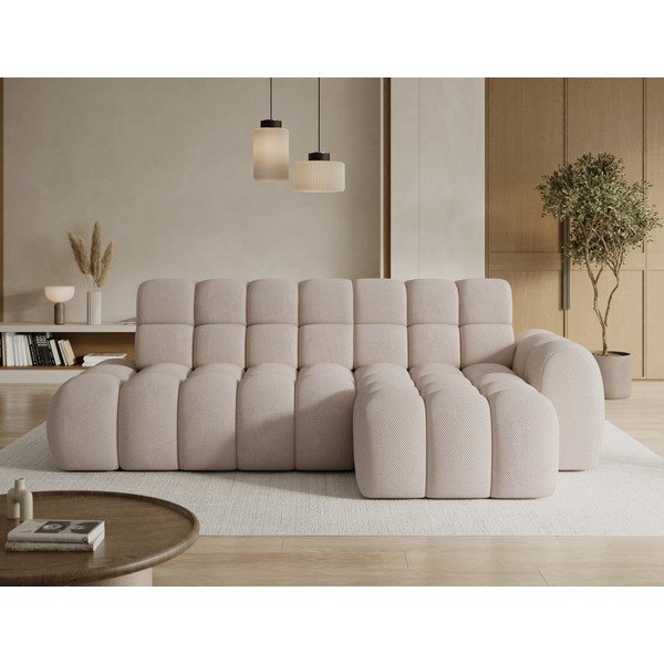 Smėlio spalvos sulankstoma kampinė sofa (su dešiniuoju kampu/su gultu) Ceedro – ELTAP-image-1